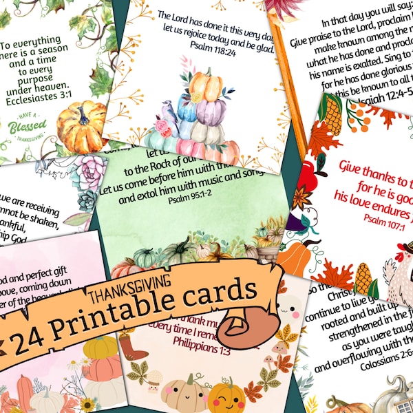 Christian Thanksgiving Bible Verse Cards, Printable Scripture Cards, Christian Tracts to pass out, Thankful Cards, Bible Tracts Thanksgiving