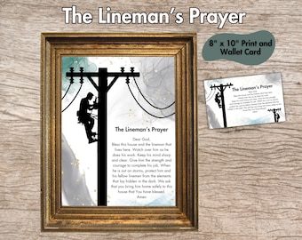 Lineman Prayer Print and Cards, Gift for A Lineman Wife, Electrician Gift, Electrician Prayer, Line wife gift, Storm Worker, Linemen Prayer
