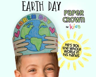 Activité du jour de la Terre pour les enfants, couronne en papier imprimable du jour de la terre, travaux manuels du jour de la terre, couronne en papier pour travaux manuels pour les enfants, travaux manuels du jour de la terre, coloriage du jour de la terre