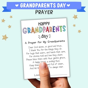 Oración para los abuelos, tarjeta de oración para el Día de los Abuelos, tarjeta de felicitación para el Día de los Abuelos 2025, tarjeta cristiana con oración para los abuelos.