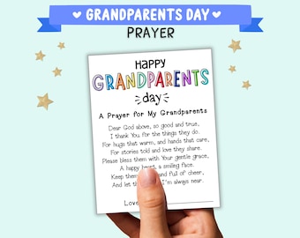 Grandparents Prayer, Grandparents Day Prayer Card, Happy Grandparents Day 2025 Greeting Card Gift, Christian Grandparents Card with Prayer