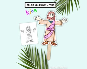 Palmsonntag Handwerk Aktivität für Kinder, Karwoche Aktivität Palmsonntag Jesus Färbung, druckbare Ostergeschichte Färbung Handwerk, Hosanna Färbung