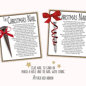 Christmas Nail, Christmas Nail Ornament Card, Christmas Church Gift, Religious Christmas Gift, DIY Christmas Gift, Jesus is the Reason image 5