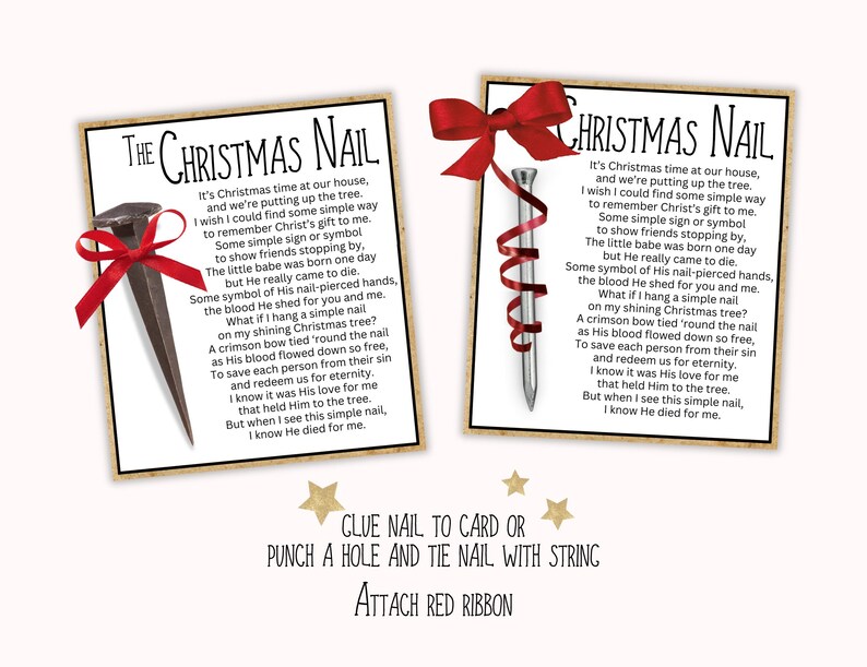 Christmas Nail, Christmas Nail Ornament Card, Christmas Church Gift, Religious Christmas Gift, DIY Christmas Gift, Jesus is the Reason image 5