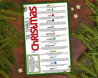 Symbols of Christmas, Christmas Symbols Gift Tags, The True Meaning of Christmas, Christian Christmas Gift Tags Gift Cards Bible Verse