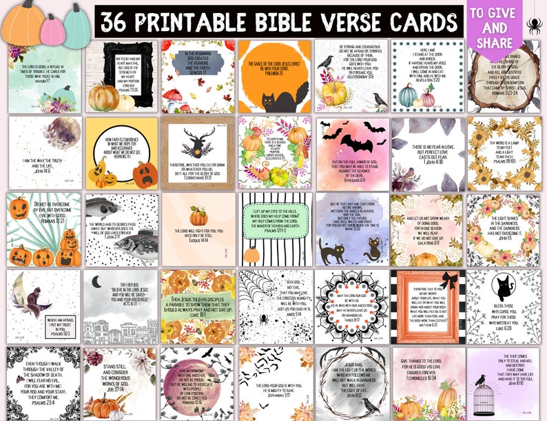 Christian Halloween & Bible Verse Cards Printable Scripture Etsy Canada