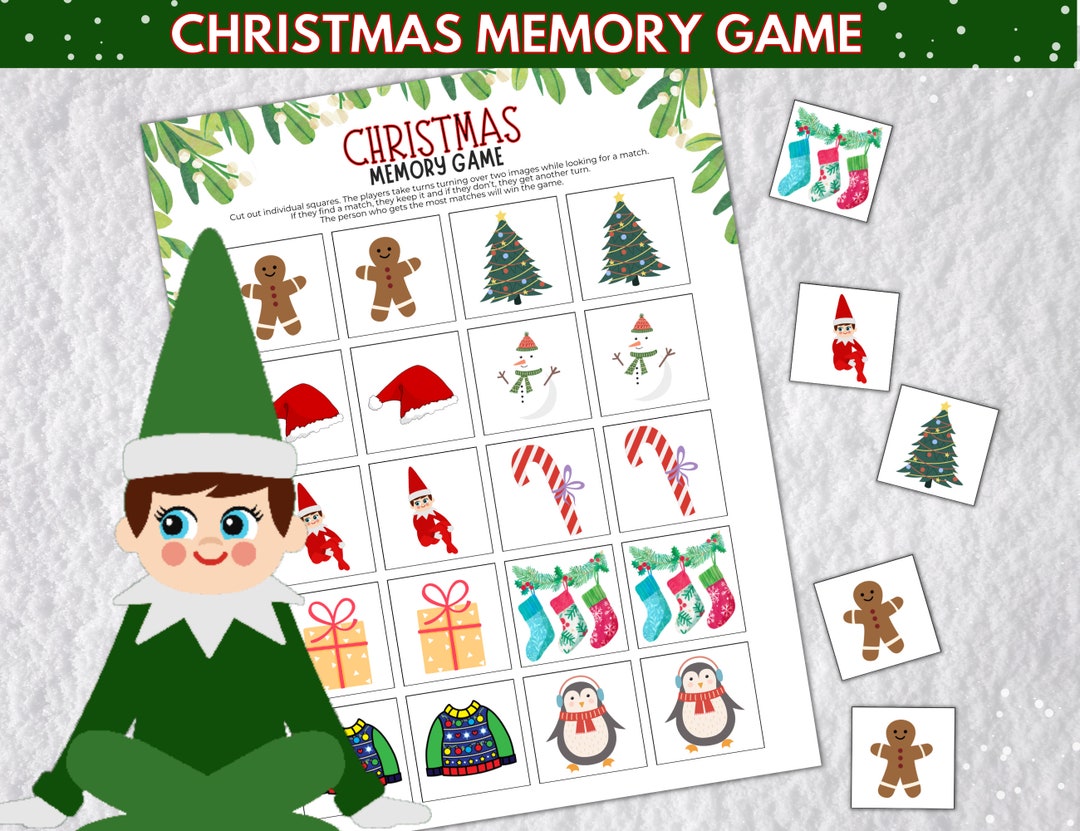 Christmas Memory Game, Kids Memory Christmas Game, Printable Christmas