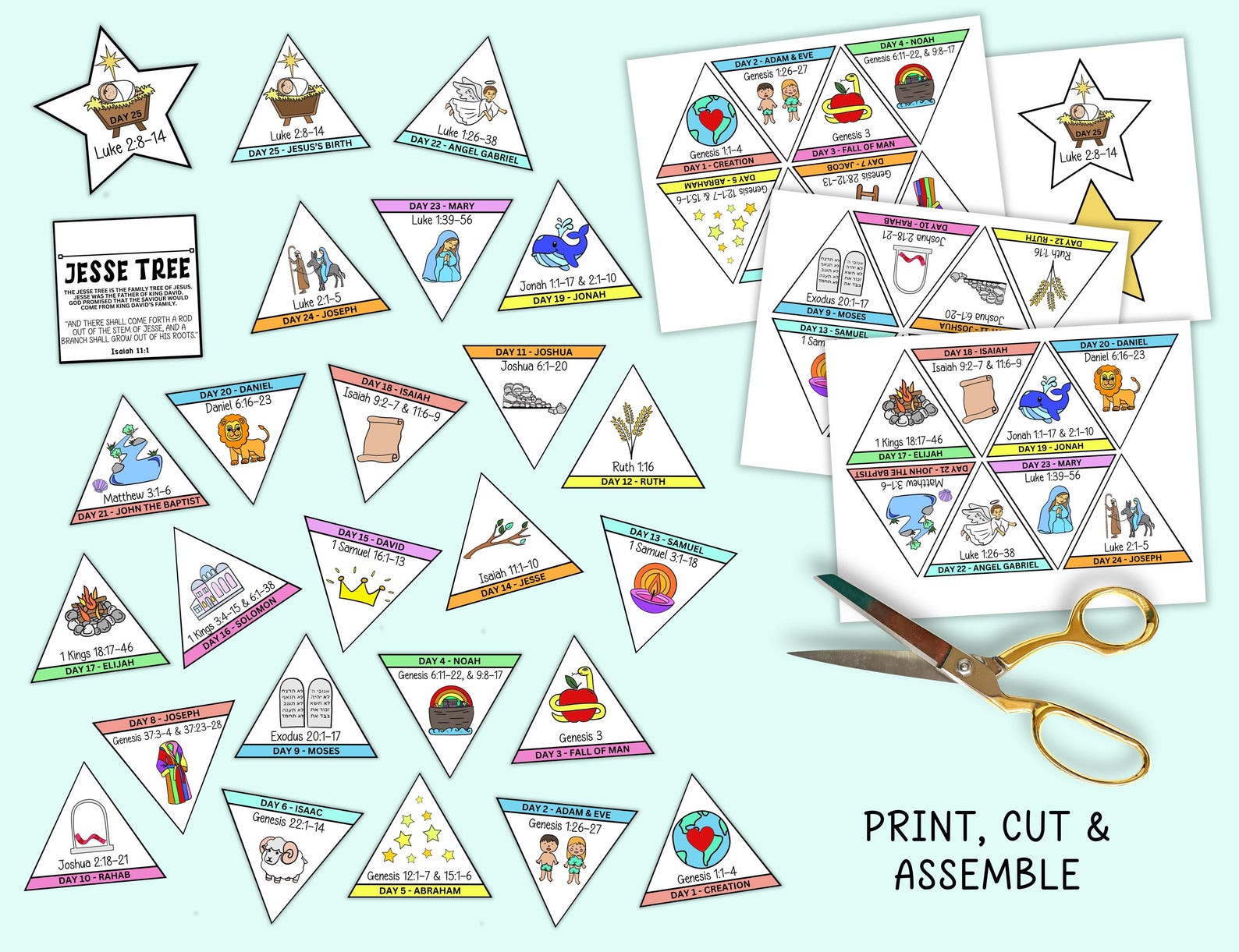 Jesse Tree Advent Calendar Craft Activity for Kids, Jesse Tree for Kids ...
