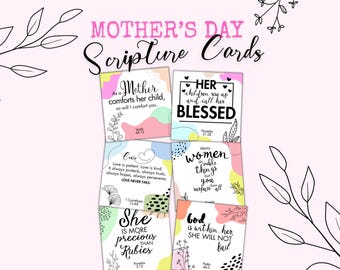 Mother's Day Scripture Cards Christian Mother's Day Bible Verse Card, Christian Gift for Mom Bible Verse Tags, Gift for Mothers at Church