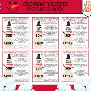 Schneemann Dreifaltigkeit Weihnachtsbibel Vers Karten, Vater, Sohn & Heiliger Geist Schneemann, christliche Weihnachtsanhänger, Christliche Traktate zum ausgeben