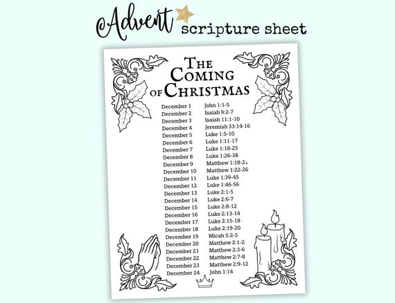 Christmas Scripture Bible Reading Plan, Scripture Calendar, Christian Christmas Advent Calendar, December Bible Study Guide, Daily Scripture