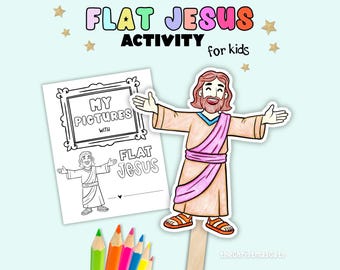 Flat Jesus Project, Kids Bible Lesson Activity, Children's Ministry Activity, Fun Sunday School Lesson that Helps Share the Gospel