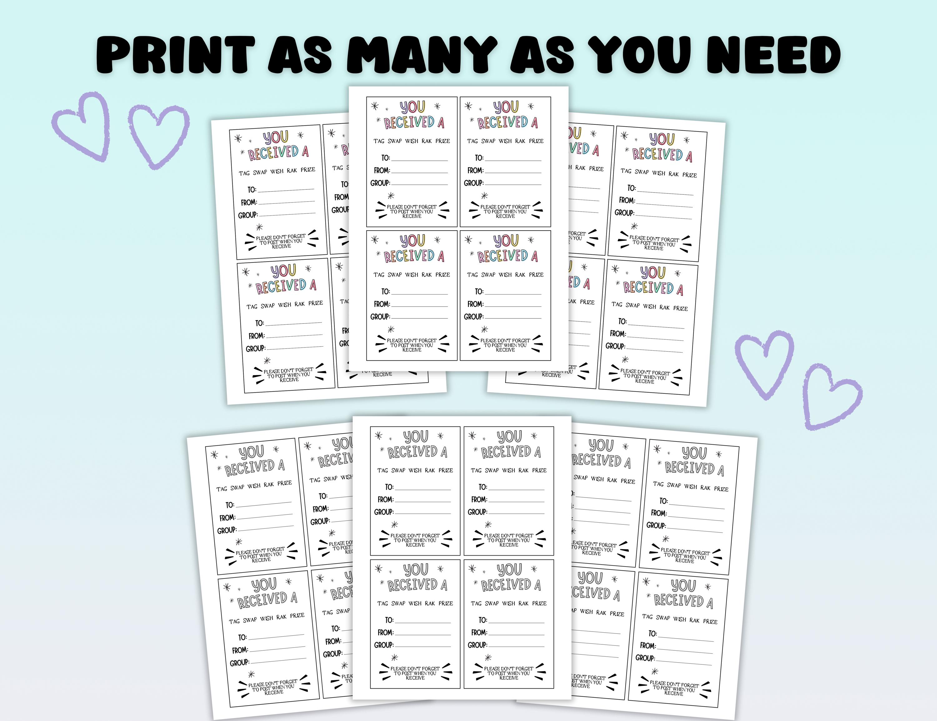Swap Rak Tags Happy Mail Swap Inserts, Tag Inserts, Craft Group Insets for Tag Swap ...