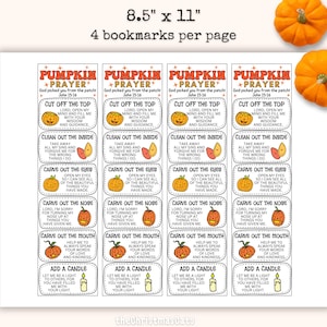 Pumpkin Prayer Bookmark, Pumpkin Gospel, Trunk or Treat ideas, Pumpkin Carving Christian Halloween, Halloween Pumpkin Prayer Christian image 2