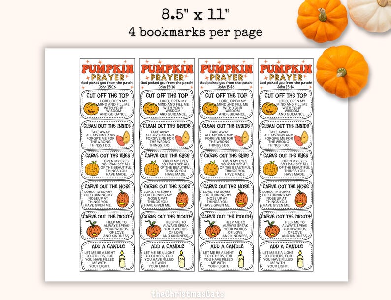 Pumpkin Prayer Bookmark, Pumpkin Gospel, Trunk or Treat ideas, Pumpkin Carving Christian Halloween, Halloween Pumpkin Prayer Christian image 2