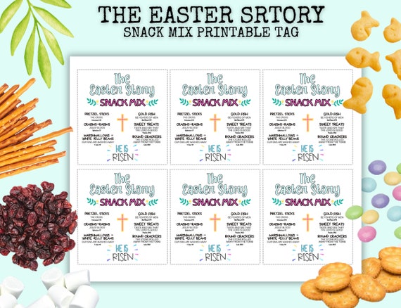 The Easter Story Snack Mix Printable Tag, Easter Treat Tags