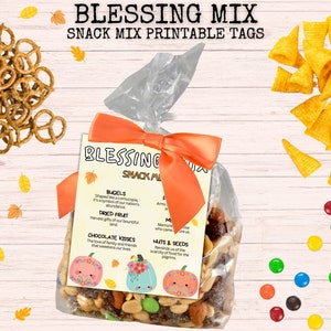 Blessing Mix Tags, Treat Bag Cards, Thanksgiving Snack Tags, Fall Snack Mix, Thanksgiving Favor Tags, Thanksgiving Snack mix, Trail Mix Tags