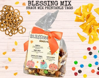 Blessing Mix Tags, Treat Bag Cards, Thanksgiving Snack Tags, Fall Snack Mix, Thanksgiving Favor Tags, Thanksgiving Snack mix, Trail Mix Tags
