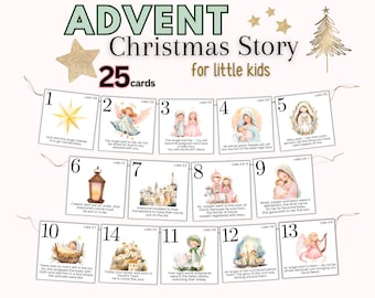 Advent Scripture Cards for Kids, Advent Cards for Kids, Nativity Advent Calendar, Advent Nativity Cards, Advent Calendar Scripture Cards,