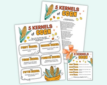 5 Kernels of Corn, Thanksgiving Blessing Cards & Poem, The Legend of the 5 Kernels of Corn, Thanksgiving Activity what are you Thankful For