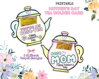 Printable Mother's Day Teapot Craft Kids Activity Tea Lover Gift for Mothers Day Easy Kids Activity for Mothers Day Card Teapot Gift for Mom