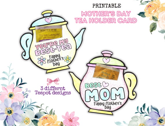 Printable Mother's Day Teapot Craft Kids Activity Tea Lover Gift for Mothers Day Easy Kids Activity for Mothers Day Card Teapot Gift for Mom