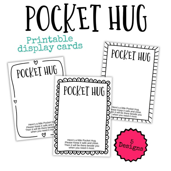 Pocket Hug Cards, Pocket Hug Tags Printable Pocket Hug Token Cards, Pocket Hug Heart, Crochet Pocket Hug Printable Tags for Handmade Crochet