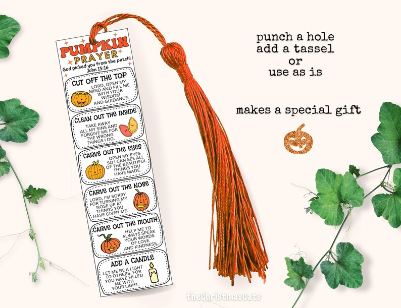 Pumpkin Prayer Bookmark, Pumpkin Gospel, Trunk or Treat ideas, Pumpkin Carving Christian Halloween, Halloween Pumpkin Prayer Christian image 4
