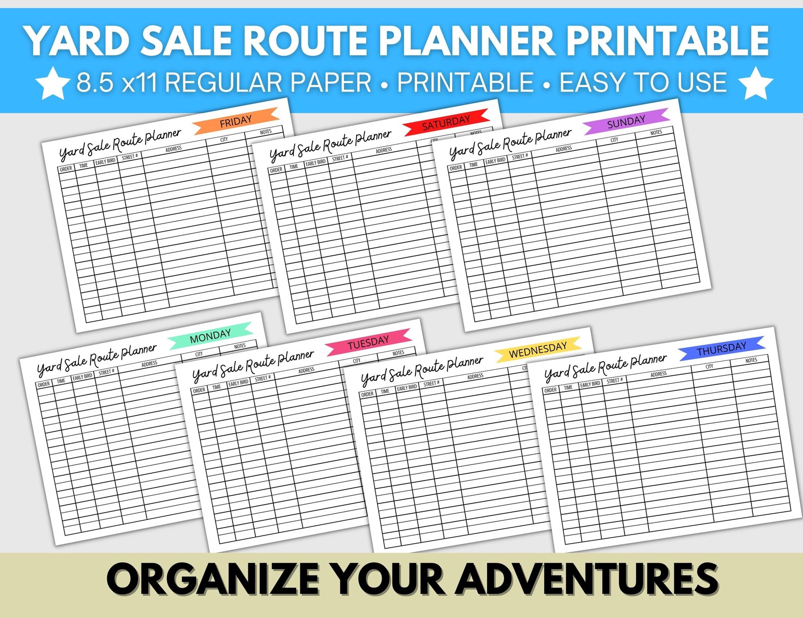 Yard Sale Route Planner Tracker for Garage Sales List Etsy