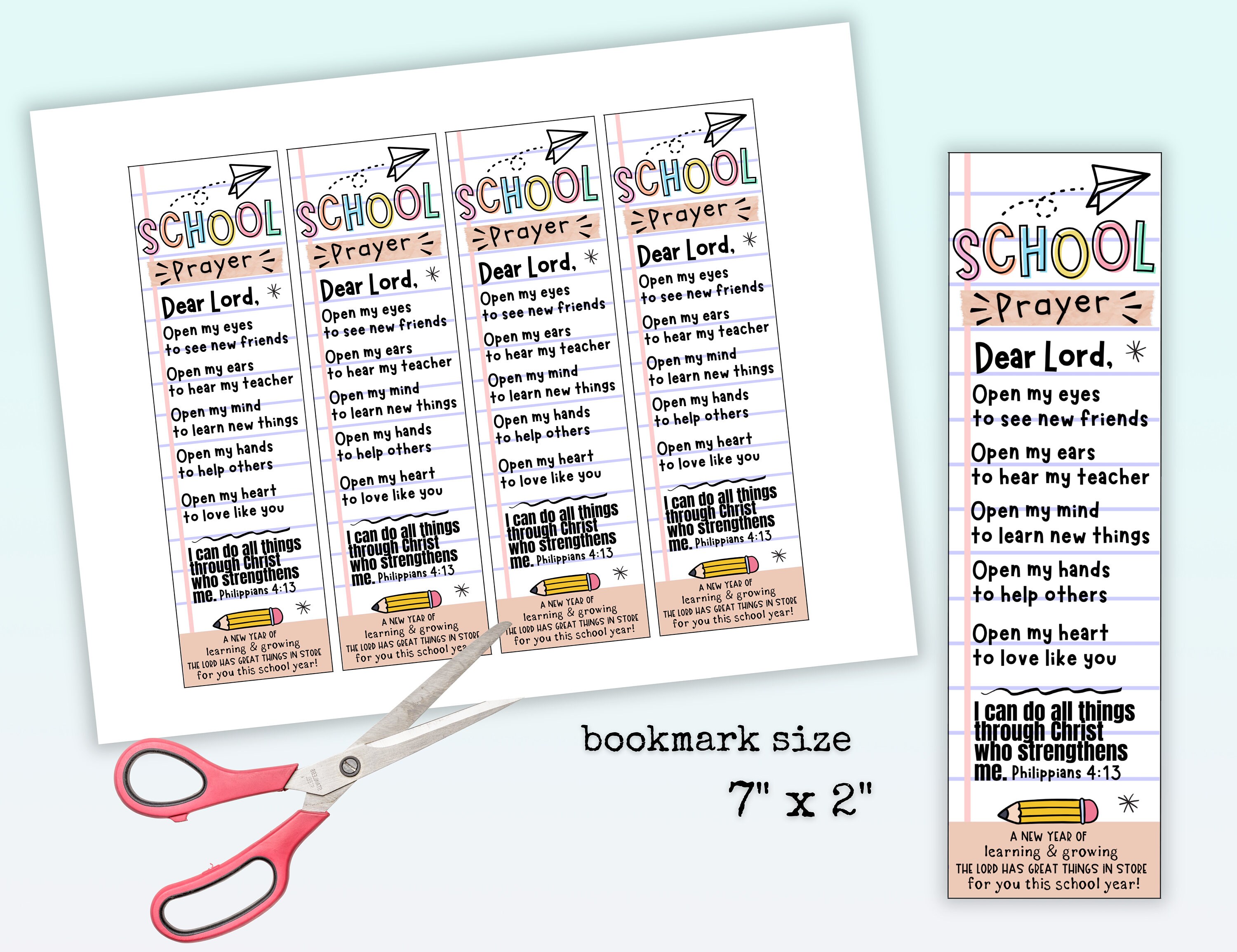 First Day of School Prayer Bookmark, Backpack Blessing Bookmark, Back ...