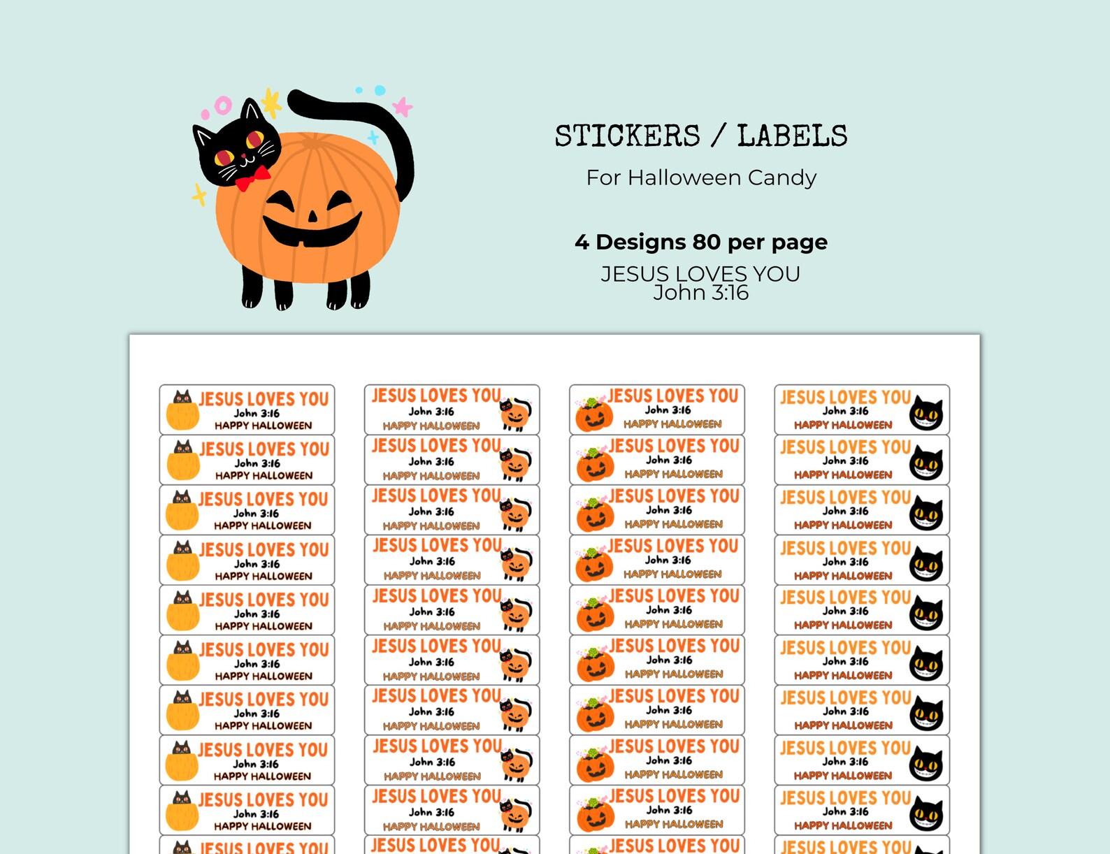 Christian Halloween Printable Stickers Labels for Candy - Etsy