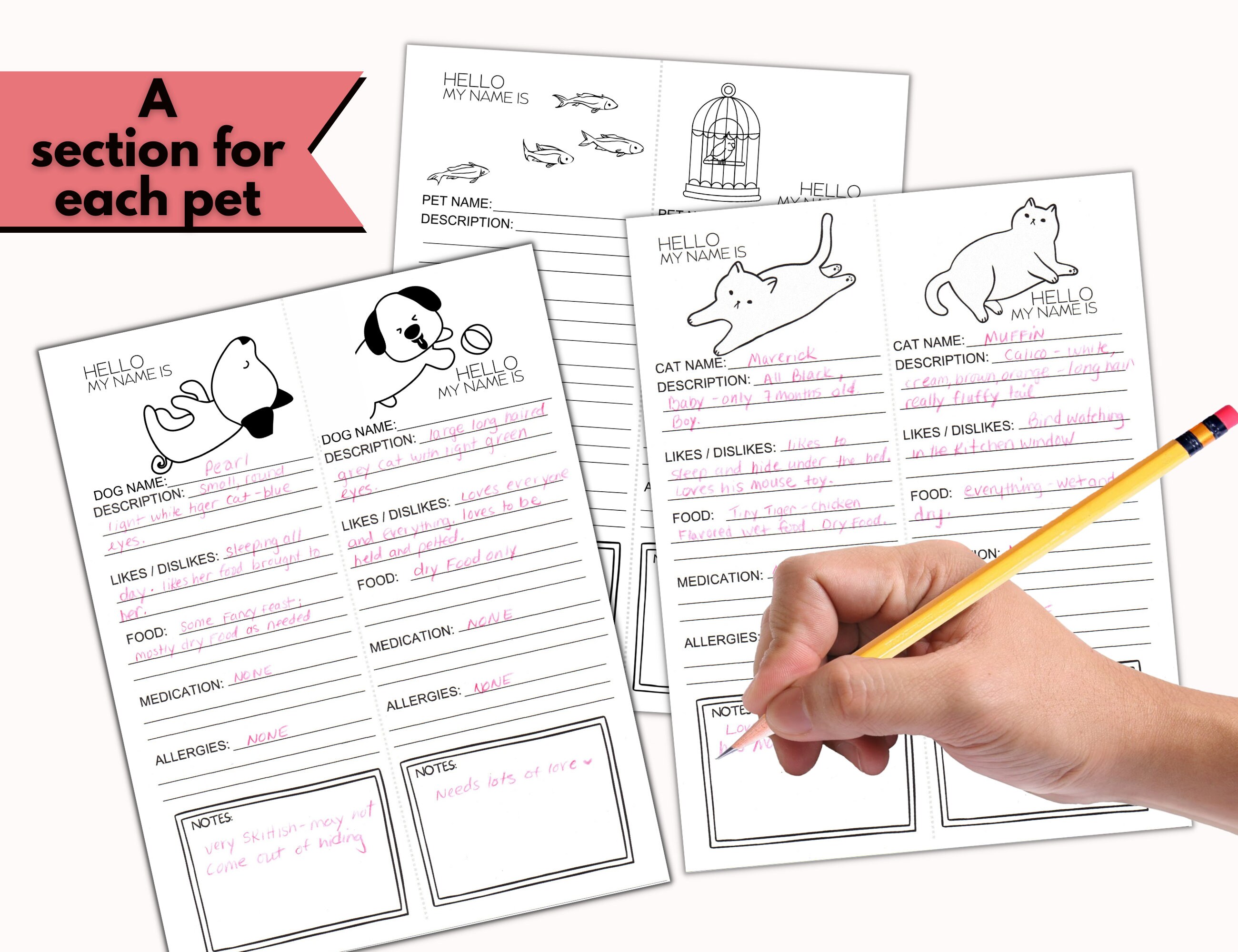 Printable Pet Sitter Notes Checklist for Pet and House - Etsy