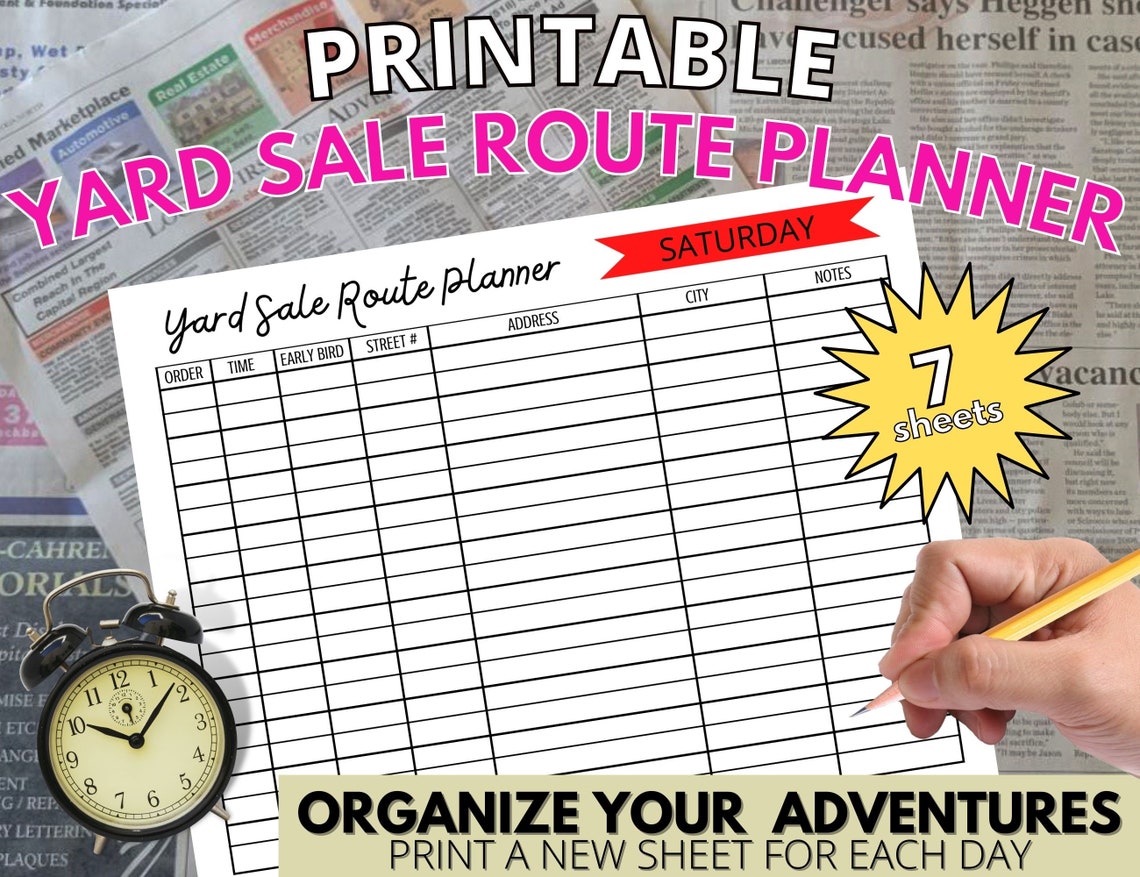 Yard Sale Route Planner Tracker for Garage Sales List - Etsy