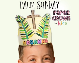 Palm Sunday Craft, Paper Crown Coloring Activity, Hosanna Palm Craft for Kids, Easter Paper Crown Craft, Holy Week for Kids, Easter Story