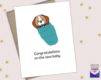Herzlichen Glückwunsch zur neuen Hundekarte, neue Welpenkarte, gewickelte Hundekarte, Glückwünsche zum neuen Baby, neue Haustierelternkarte, neues Fellbaby!