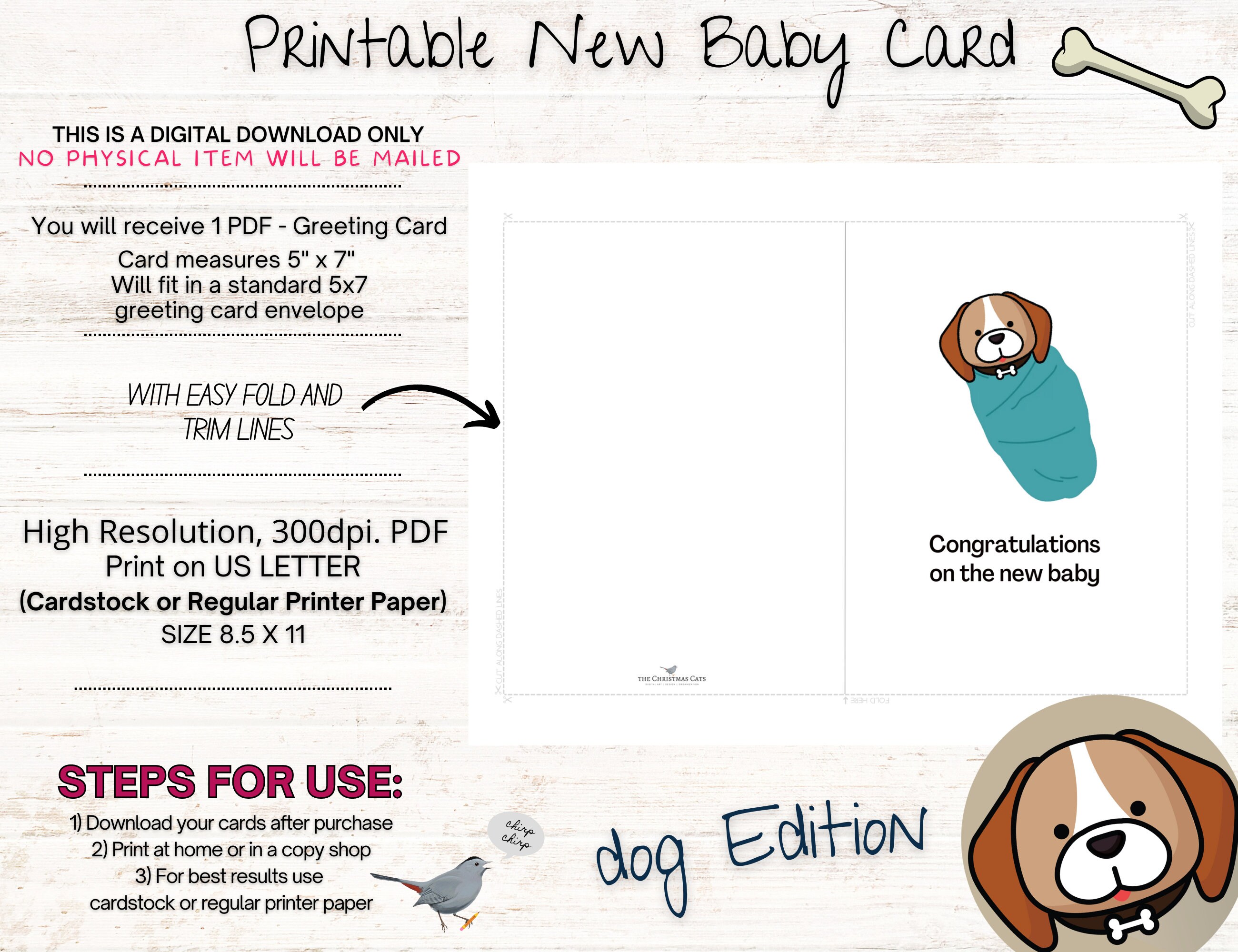 Congratulations on New Dog Card New Puppy Card Swaddled Dog Etsy UK