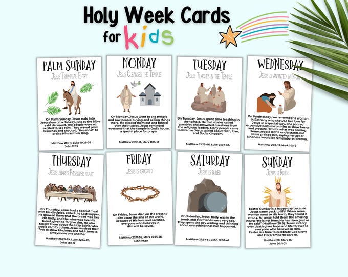 Holy Week Cards, Easter Story Cards, Easter Advent Printable, Easter ...
