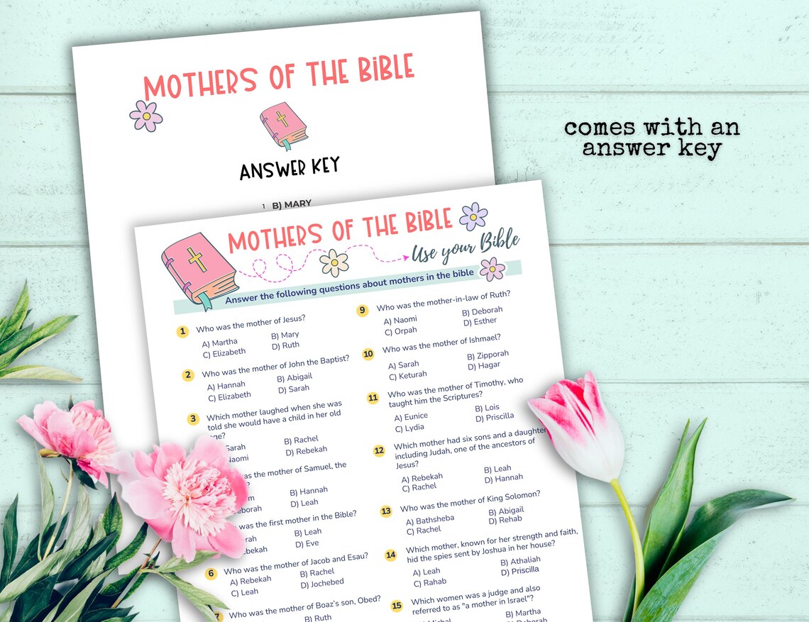 Mothers of the Bible Trivia Game, Women of the Bible Matching Game ...