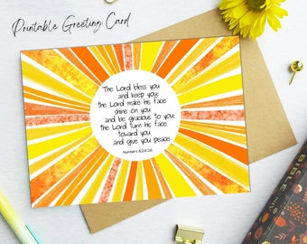 Christian Greeting Card, Numbers 6:24-25, The Lord Bless You and Keep You, Christian Get Well Soon Card, Christian Happy Birthday Card