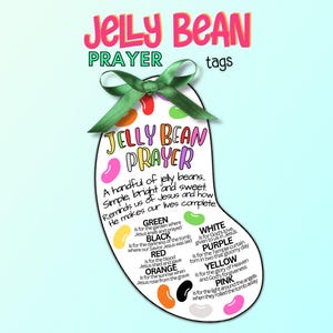 Étiquette de prière Jesus Jelly Bean, cadeau de Pâques pour les enfants, étiquettes d'église/école pour Pâques, étiquettes de Pâques chrétiennes, étiquette de Pâques Jelly Beans