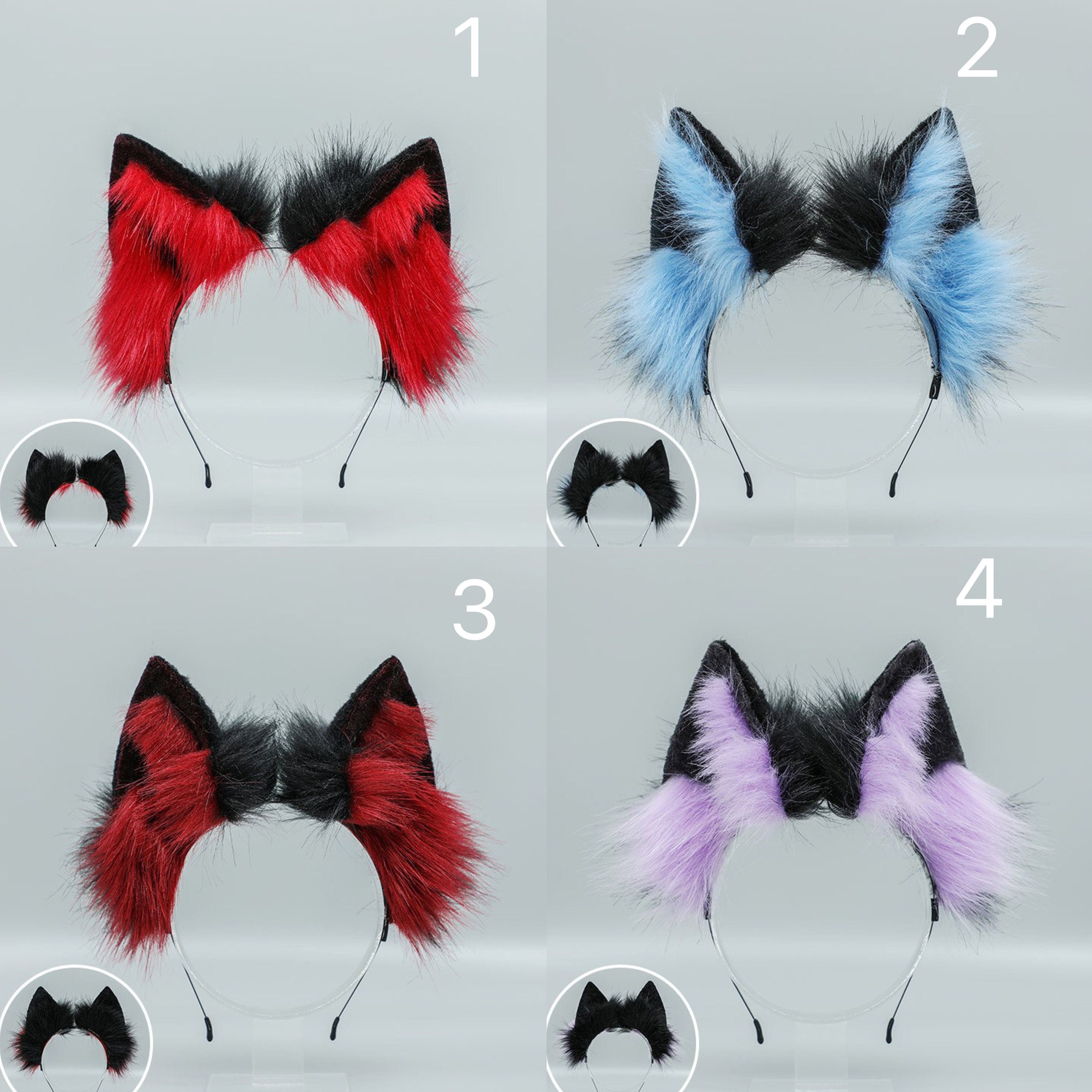 Blackwhitebrown Wolf Ear and Tail Set Faux Fur Ear Fox White Etsy