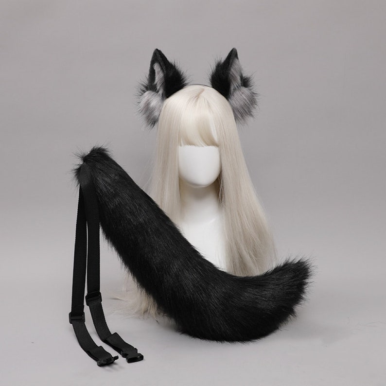 Blackwhitebrown Wolf Ear and Tail Set Faux Fur Ear Fox White Etsy