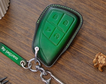 Chevy Equinox Traverse Blazer EV Key Fob Cover, Genuine Leather Smart Key Case, Car Key Holder, Handmade Car Gift for Dad