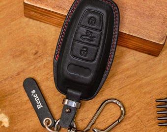 Etron Key Fob Cover, Personalized Leather Key Fob Cover for E-tron A Series Q Series S-Line, Car Key Holder, Birrthday Gift For Him