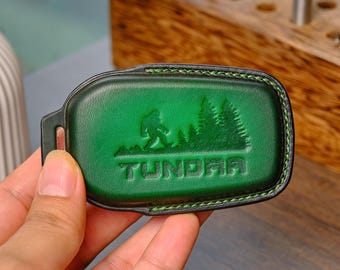 Luxury Toyota Tundra Leather Key Fob Cover for Limited Platinum 1794 Edition TRD Pro Capstone 2022-2026, Handmade Key Case
