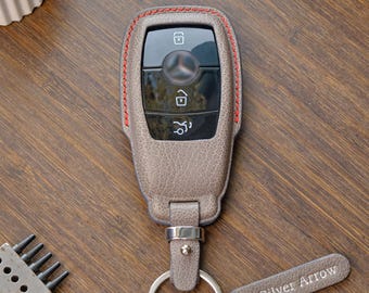 Mercedes E Class Leather Key Fob Case for E350 E450 E53 E63 AMG, Smart Key Holder, Car Accessories, Handmade Car Gift