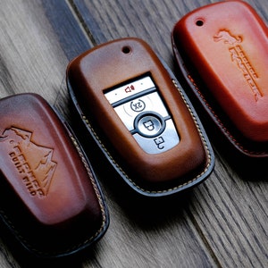 Personalized Leather Cover For Bronco Sport (4 Buttons), Ford Bronco Key Fob Keyless Keyring Keypads Key Chain Remotes Stamp Horse Sasquatch