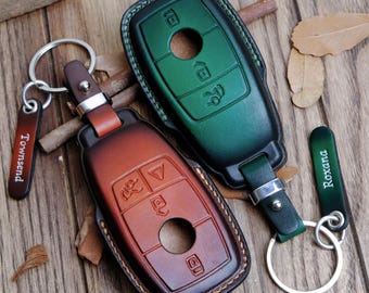 Funda para llave de Mercedes Clase E, estuche de cuero hecho a mano para llaves de Mercedes Clase S, Clase A, Clase C y Clase G, regalo para papá.