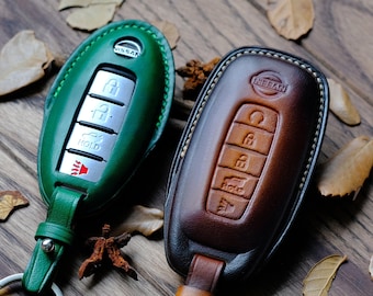 Nissan Frontier, Titan, Kicks, Pathfinder, Qashaqai, Rogue, Altima,... Key Fob Cover Leather Protector Case For Keyless Entry Remote Nissan