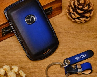 Funda de cuero para llave Mazda para 3 6 CX-5 CX-30 CX-9, llavero personalizado hecho a mano, regalo ideal para un coche nuevo o para un cumpleaños.